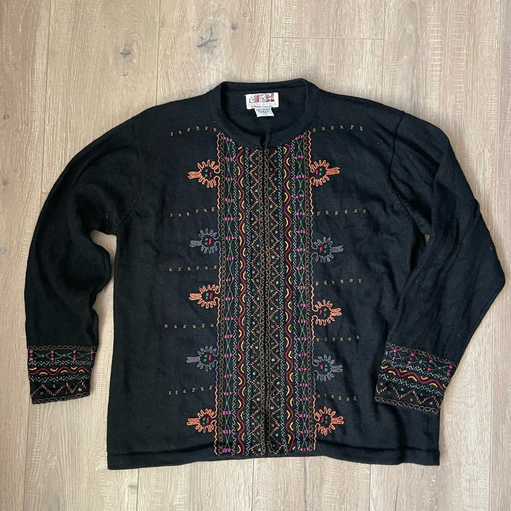 Women’s Vintage Alpaca Wool Embroidered Sweater